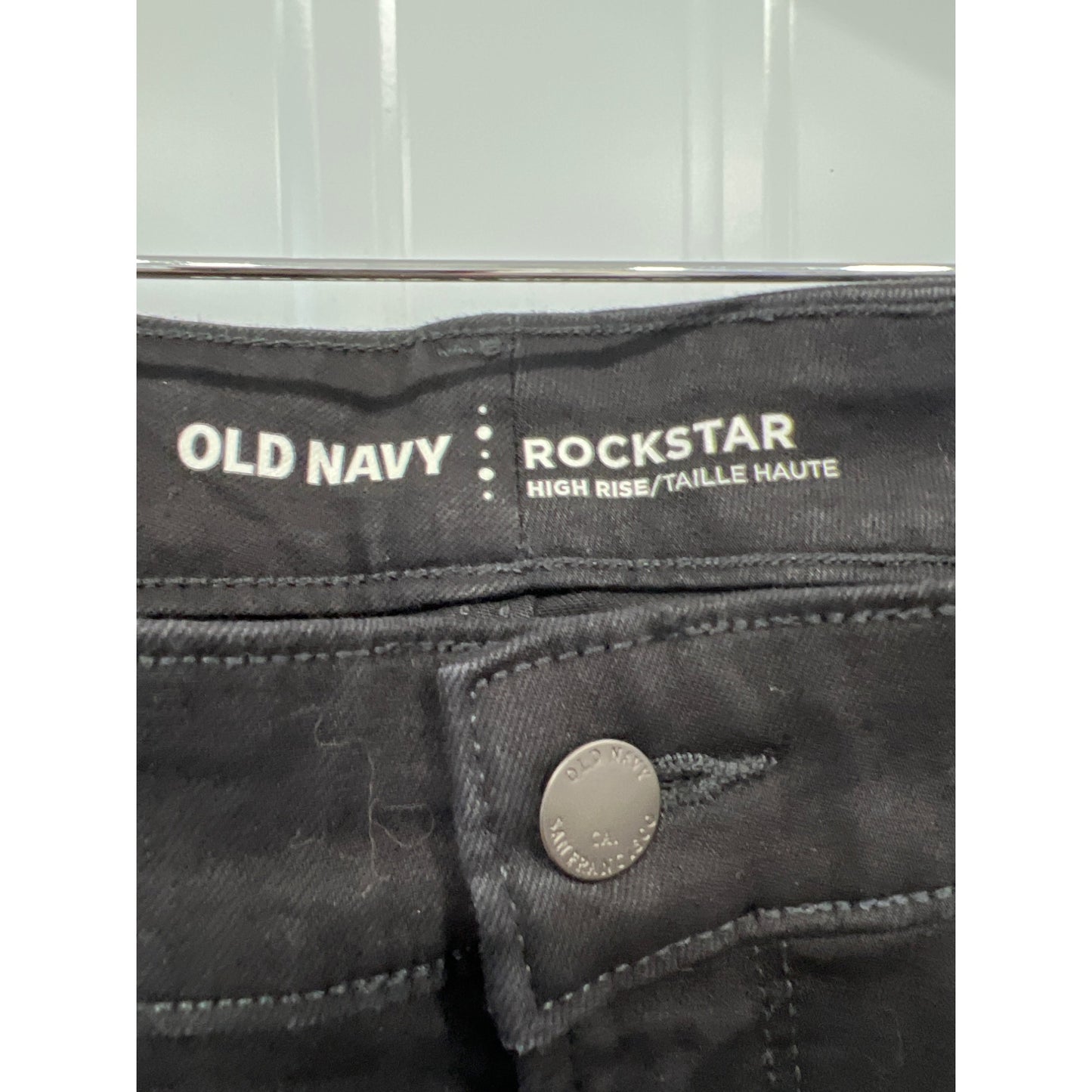 Old Navy Rockstar High Rise Distressed Jeans Womens 24 Plus Black Cotton Blend