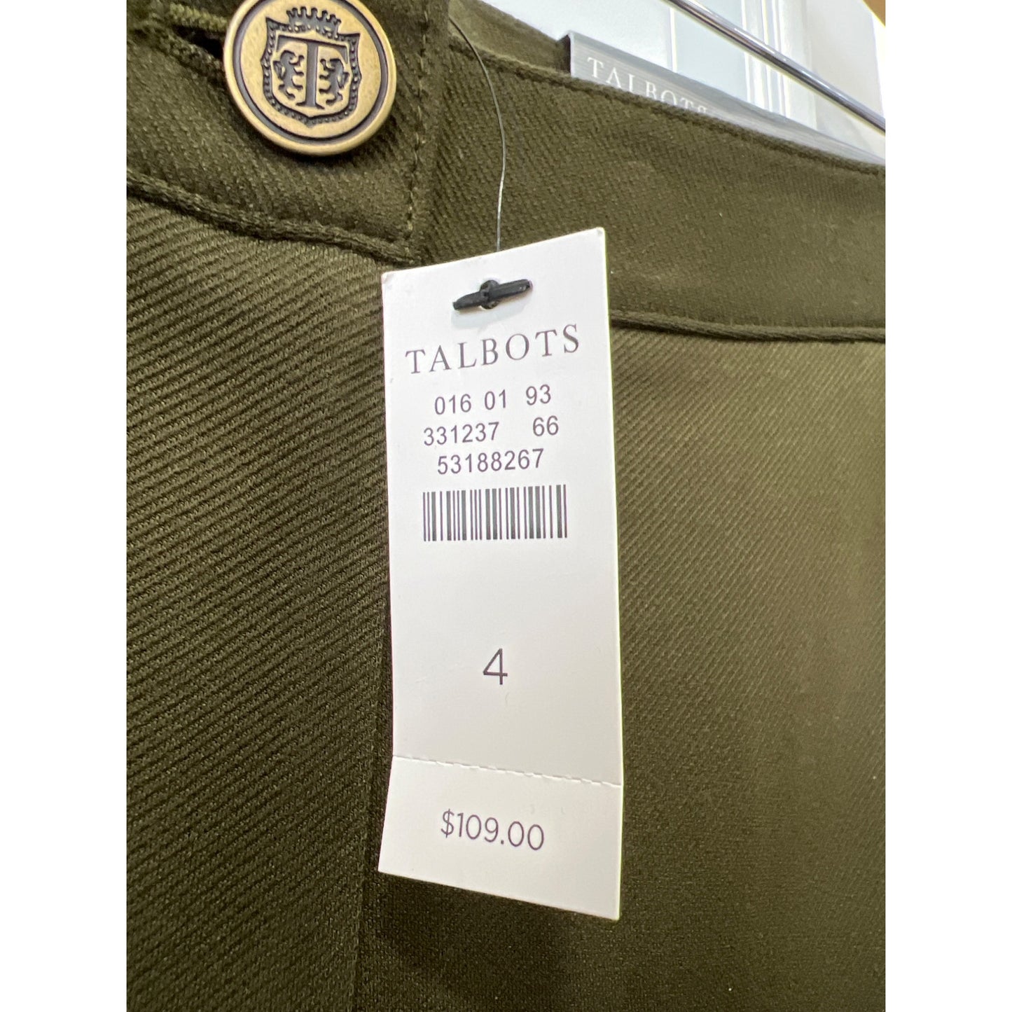 Talbots Skinny Ankle Pants Womens 4 Olive Green Rayon Knit Casual Career NEW