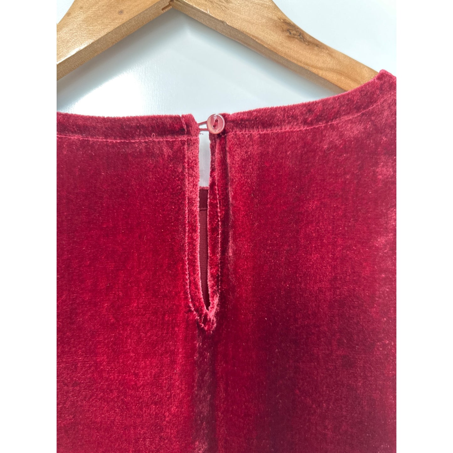 RUNS BIG Eileen Fisher Velvet Dress Knee Length Silk Deep Claret Red Womens M