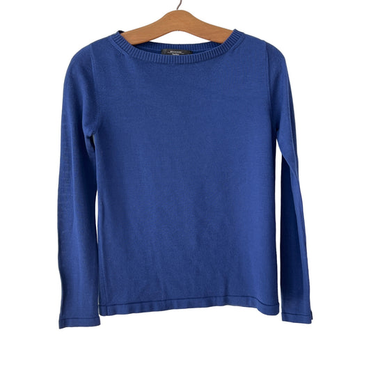 MaxMara Weekend Virgin Wool Pullover Sweater Womens XS Bateau Neck Blue Cozy