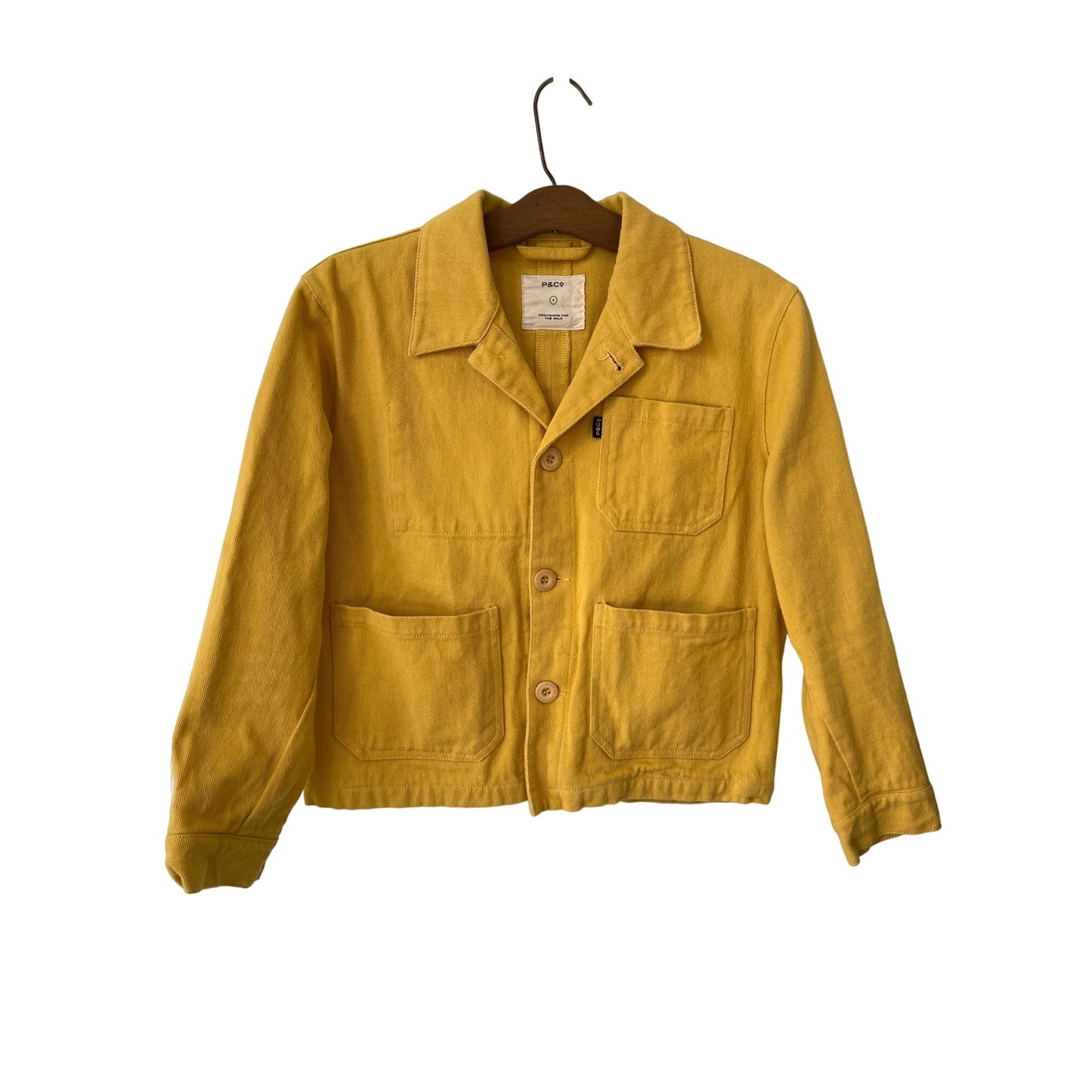 P&Co The Chore Denim Jacket Womens 8 Yellow Cotton Work Casual Trendy Summer