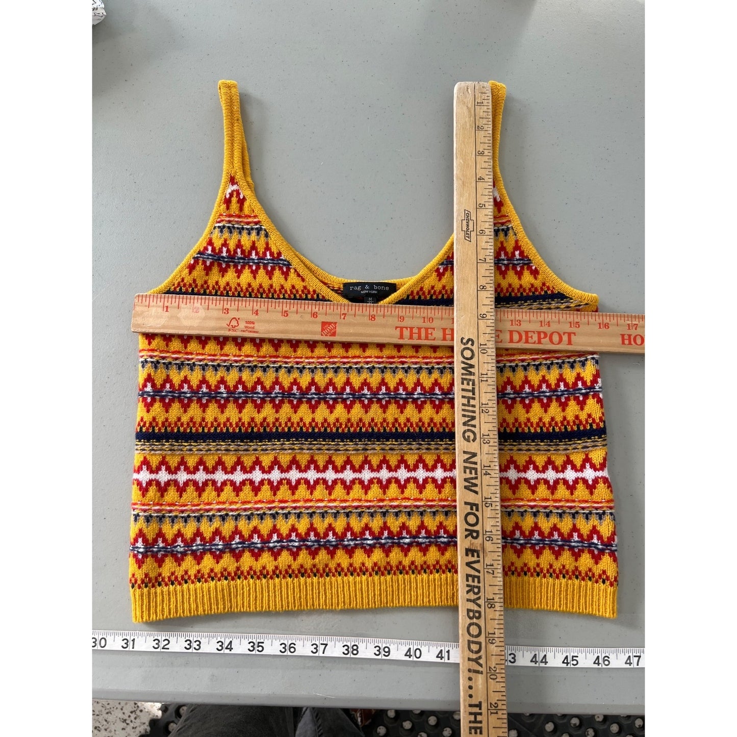 Rag & Bone Willow Fair Isle Merino Wool Cami Top Womens M Sleeveless Yellow