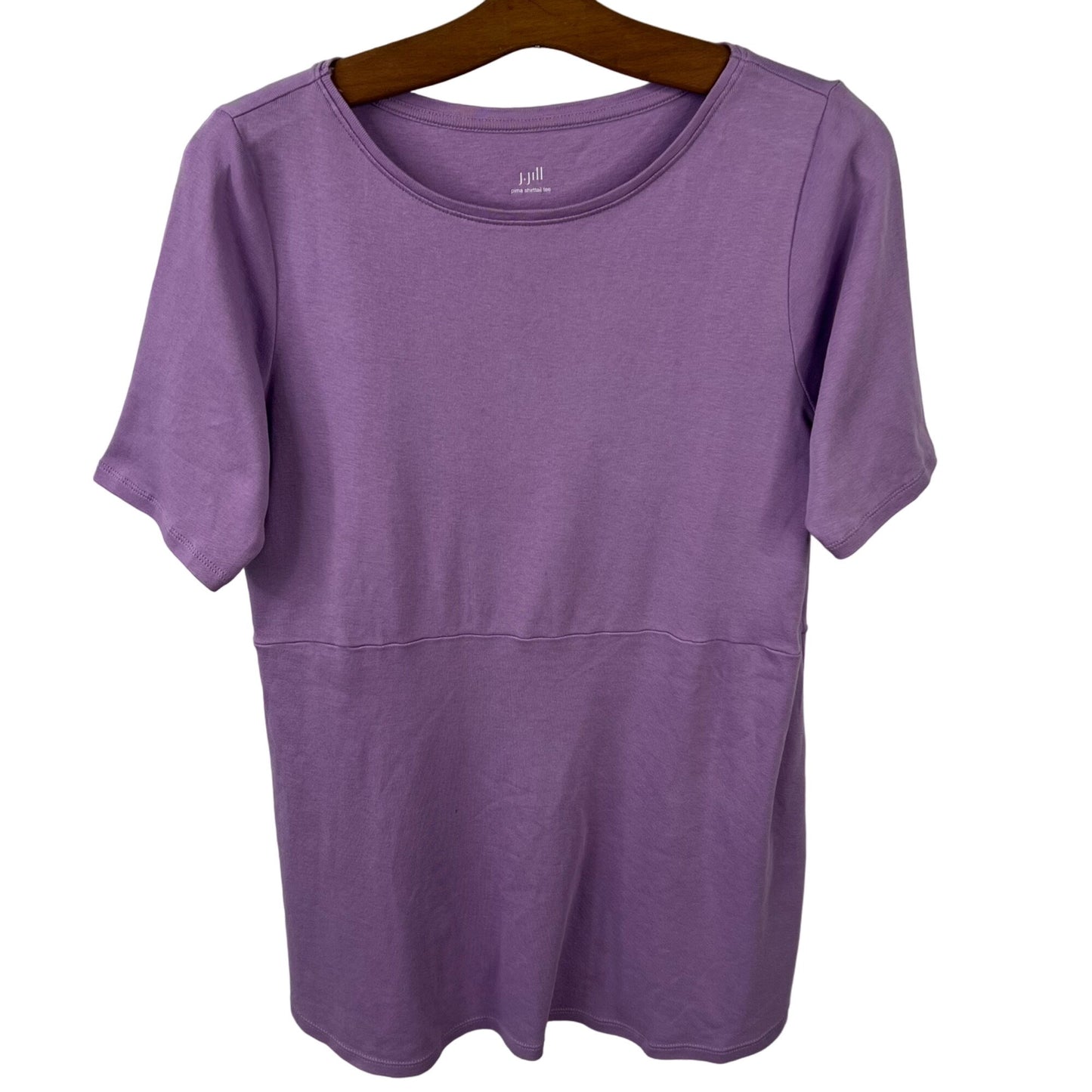 J. Jill Pima Shirttail Tee Womens S Crew Short Sleeve Pullover Stretch Purple